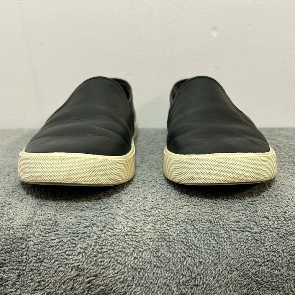Vince Blair Smooth Black Leather Slip On Sneaker Loafers